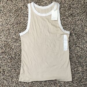 A New Day | Stylish Beige Ribbed Tank Top